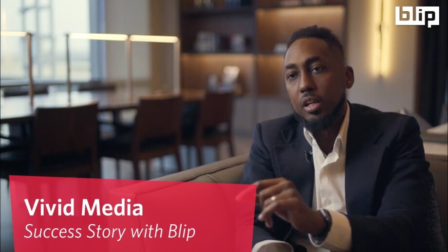 Man speaking on camera for Blip Media success story video.